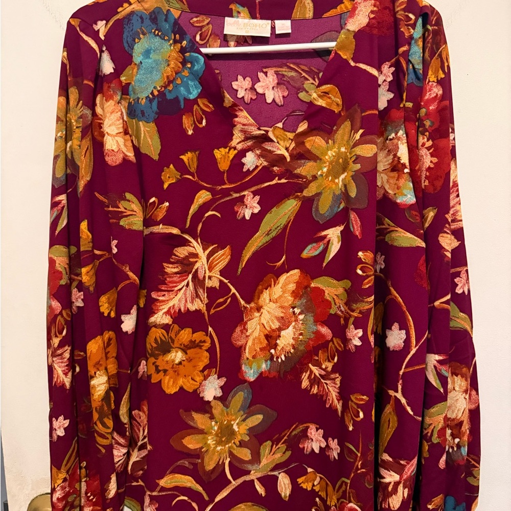 Belle Boho by Kim Gravel Floral V-Neck Long Sleeve - Picture 2 of 7
